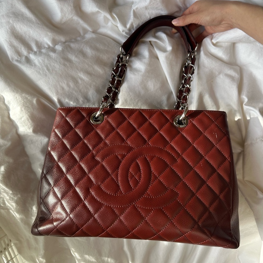 Chanel Caviar Quilted Grand Shopping Tote GST Red